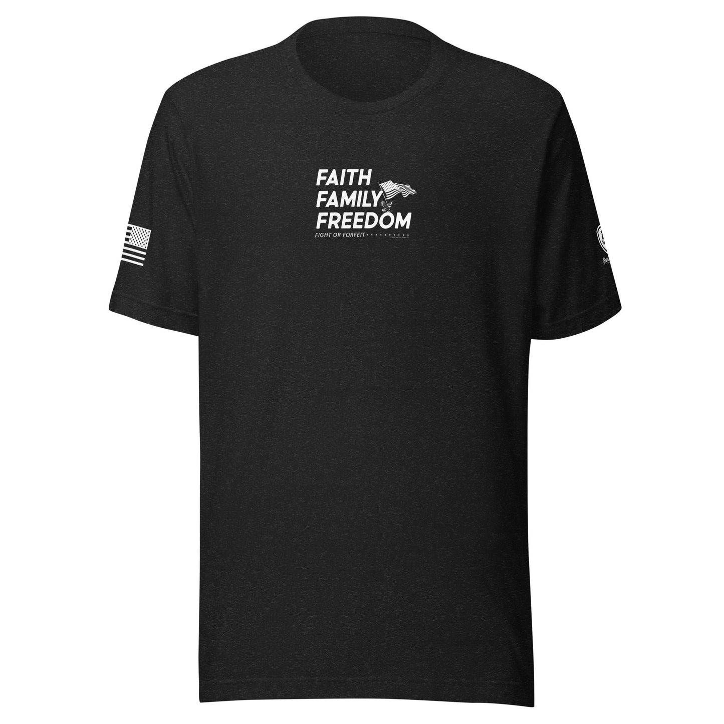 Men's Conservative Graphic T-Shirts - Patriotic Trump T-Shirts for Men - American Flag Shirts - Faith Family Freedom.